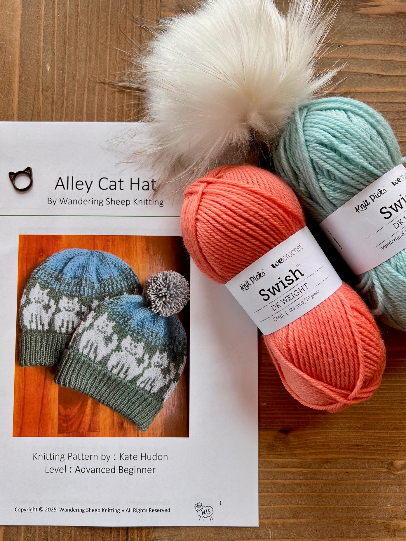 Alley Cat Hat - Pink Knitting Kit