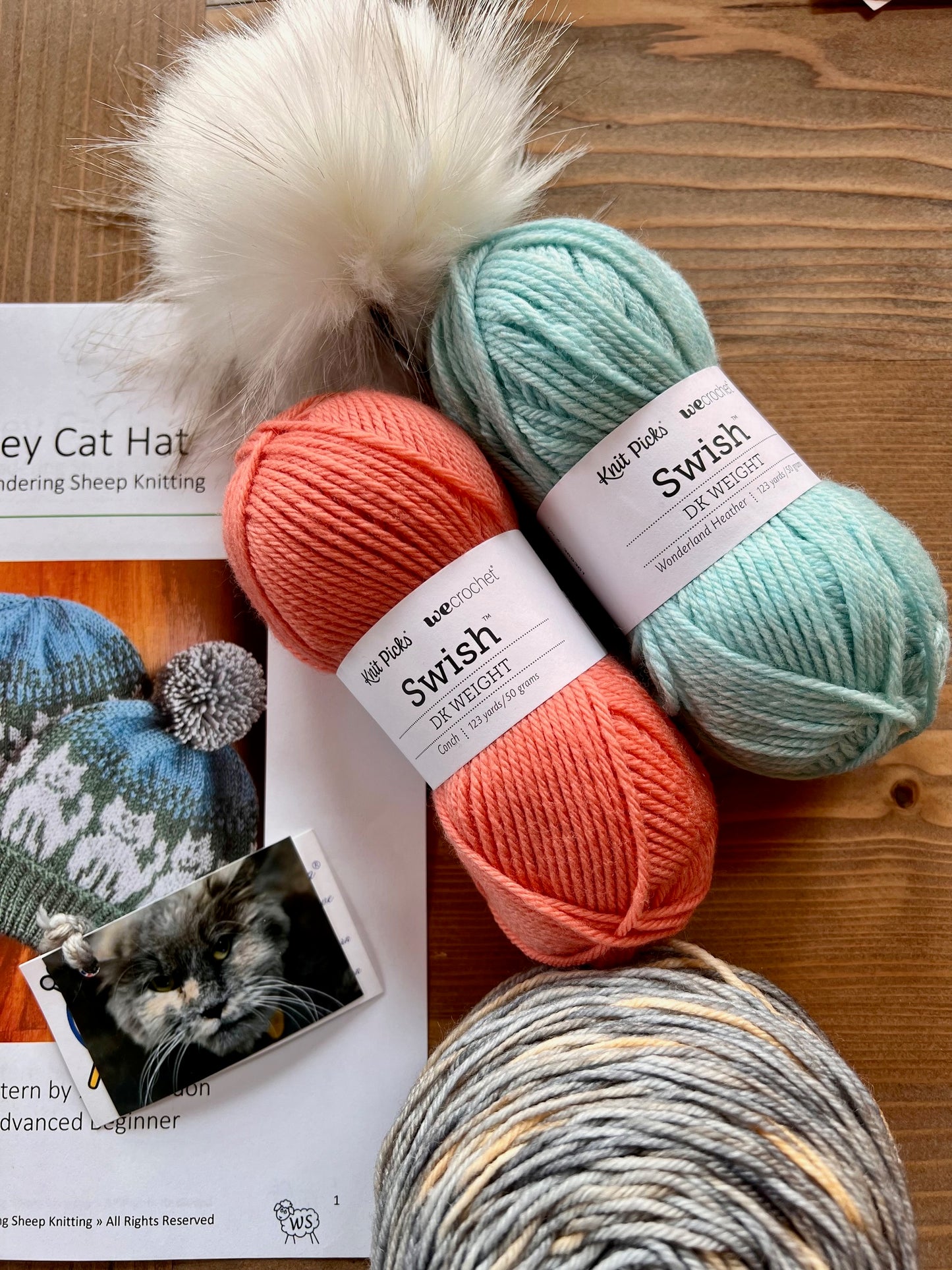 Alley Cat Hat - Pink Knitting Kit