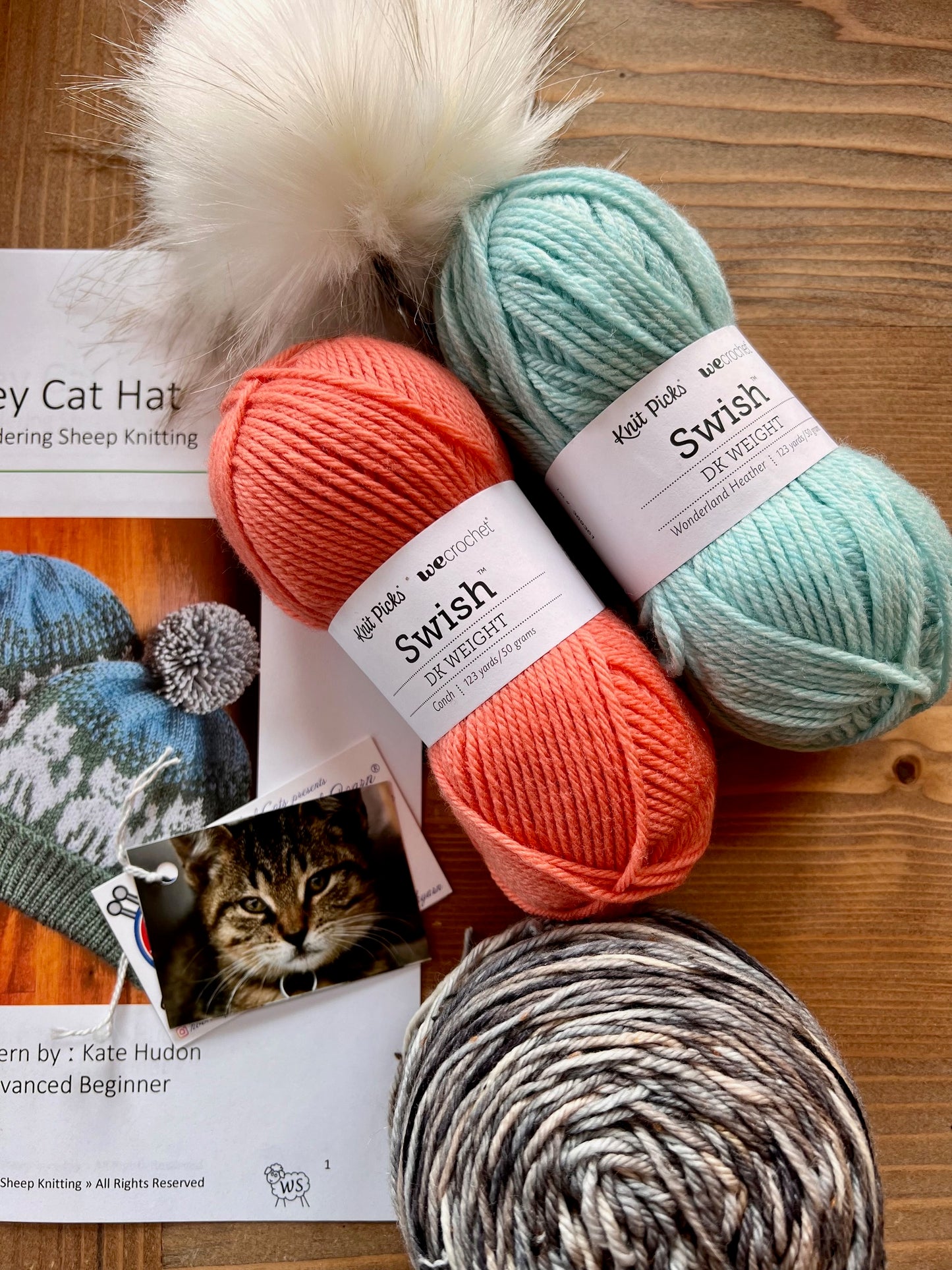 Alley Cat Hat - Pink Knitting Kit