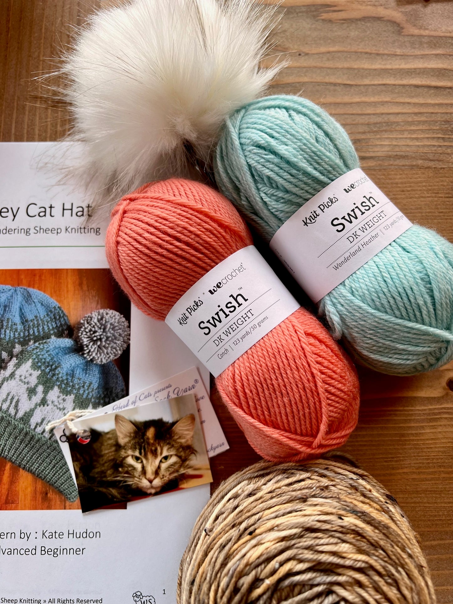 Alley Cat Hat - Pink Knitting Kit