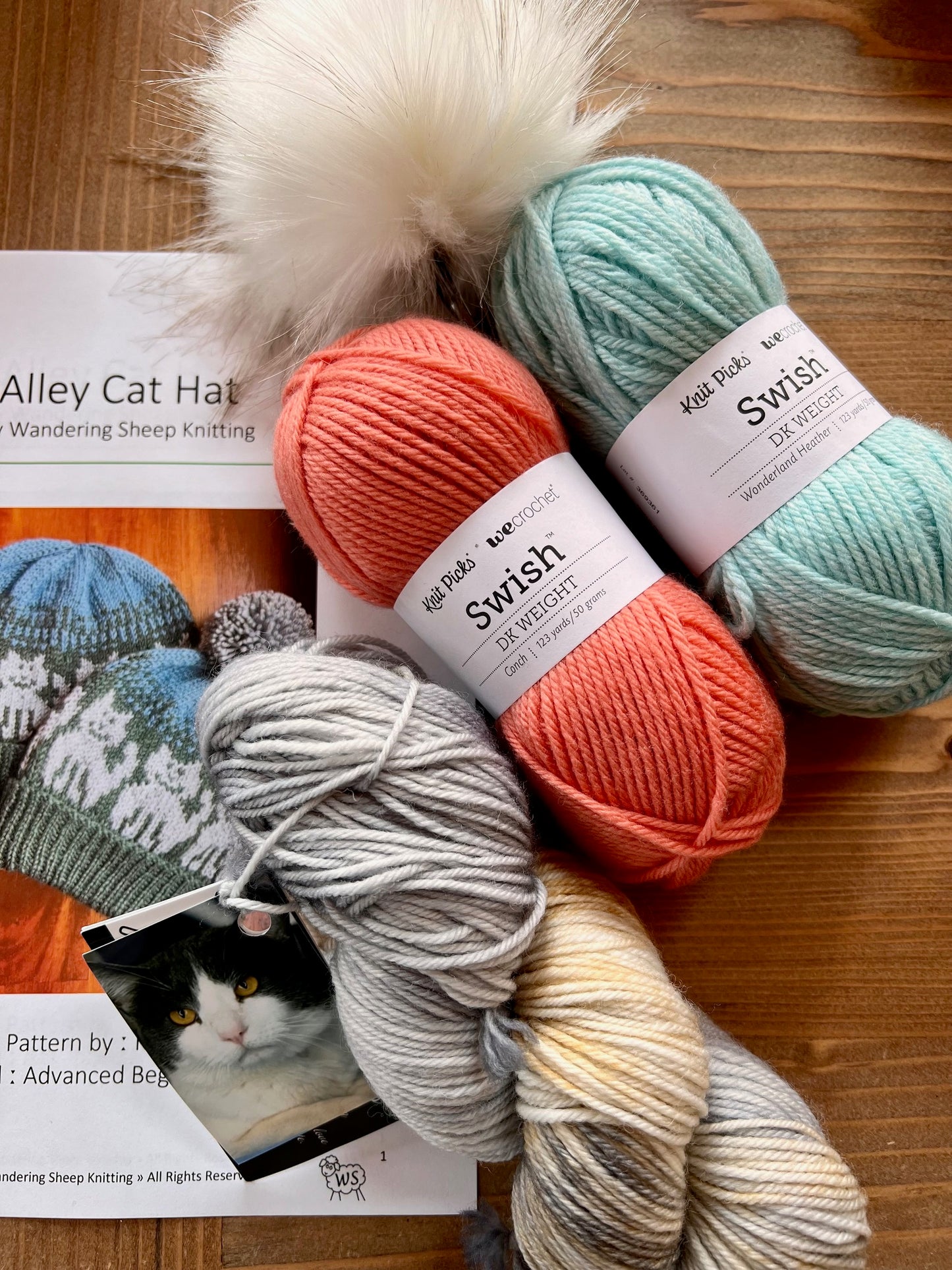 Alley Cat Hat - Pink Knitting Kit