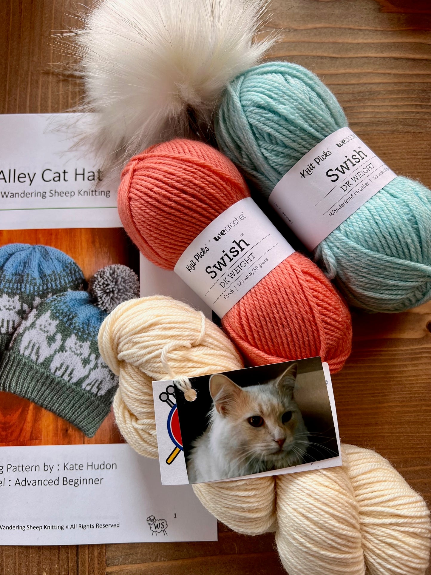 Alley Cat Hat - Pink Knitting Kit