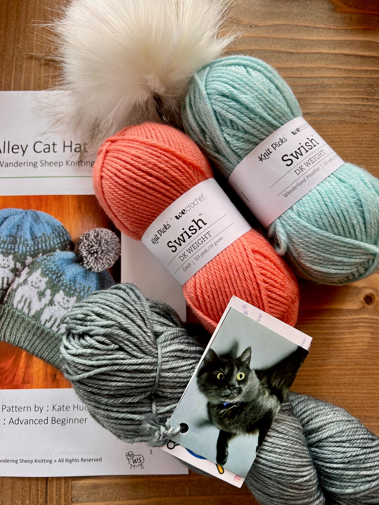 Alley Cat Hat - Pink Knitting Kit