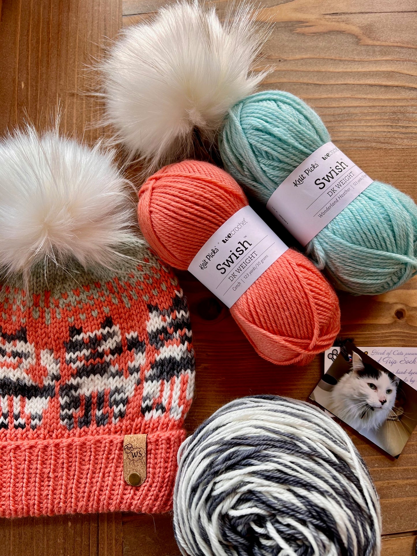 Alley Cat Hat - Pink Knitting Kit