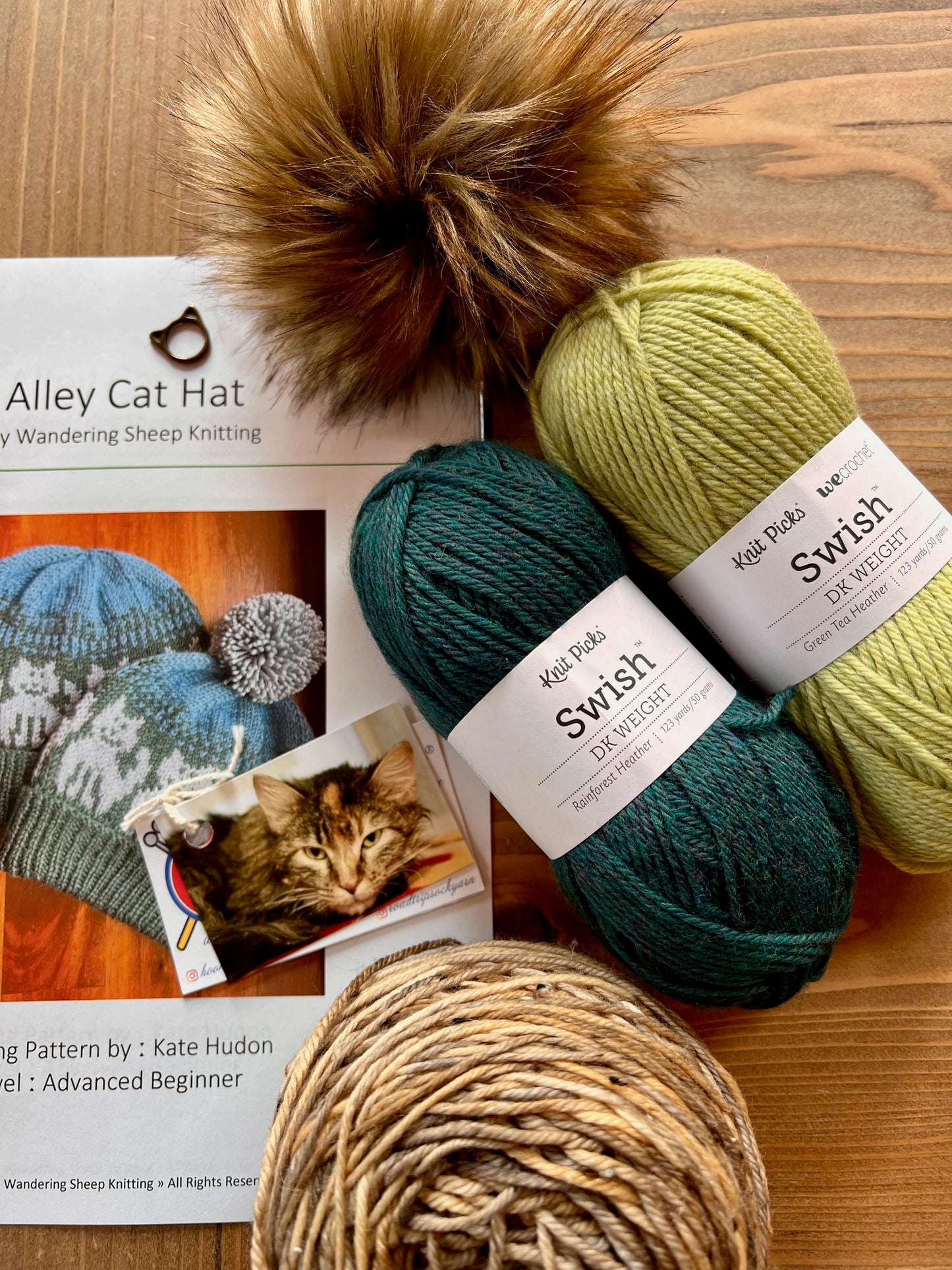 Alley Cat Hat - Green Knitting Kit