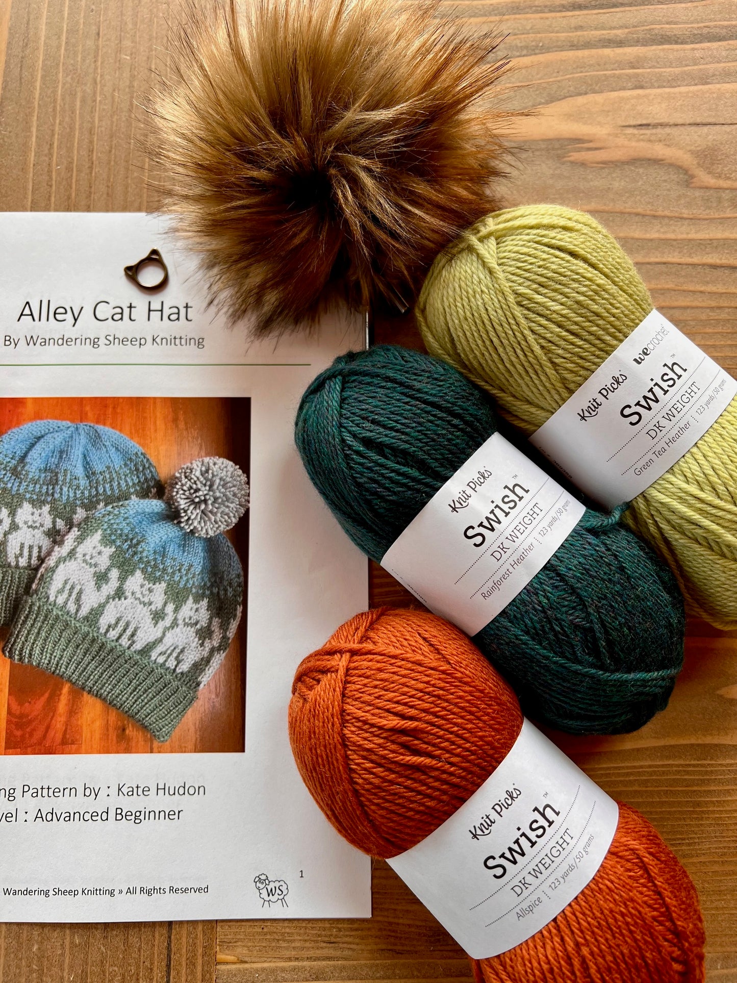 Alley Cat Hat - Green Knitting Kit