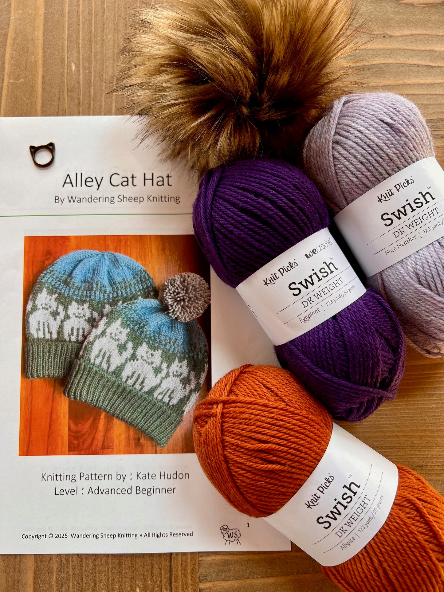 Alley Cat Hat - Purple Knitting Kit